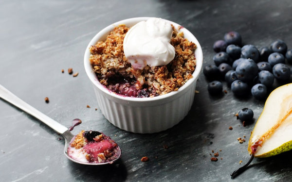 Irresistible Peanut Butter, Pear and Blueberry Crumble Recipe | Mr Vitamins